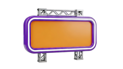 Blank Orange Signboard with Purple and White Border on Metal Truss Stand