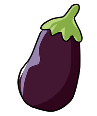 Purple Eggplant Cartoon Vector Illustration Isolated