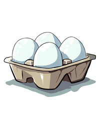 Chicken Eggs in Carton Cartoon Vector Illustration