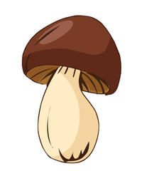 Brown Mushroom Cartoon Vector Illustration Isolated