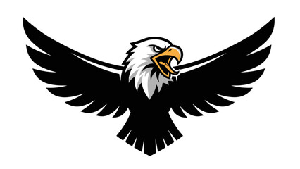 Obraz premium Black and White Eagle Illustration Flying.