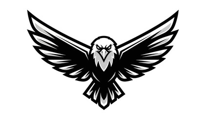 Fototapeta premium Black and White Eagle Illustration with Outstretched Wings.