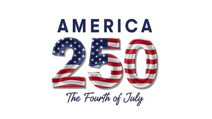 USA 250th Anniversary Semiquincentennial Celebration Design with American Flag Pattern on Numbers