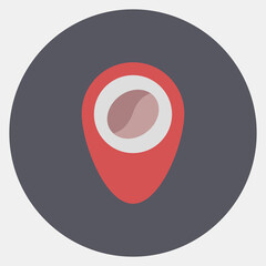 Icon coffee location. Coffee shop elements. Icon in color mate style.