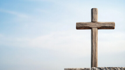 Minimalist Crucifix Silhouette with Sky Background &ndash; Religious Symbol