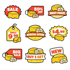 Cheese sale discount special offer best price big sale buy 1 get 1 new product price tag food promotion