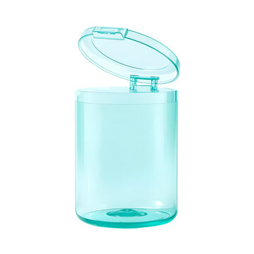 Turquoise plastic container with an open lid isolated on transparent background Generative AI