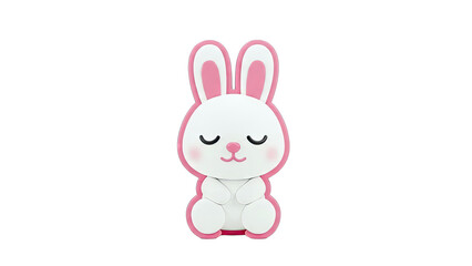 Fototapeta premium Cute Pink and White Cartoon Bunny with Closed Eyes