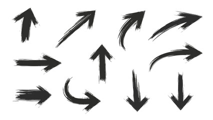 Collection of Hand-drawn Arrows for Direction and Navigation Elements, Isolated on White Background