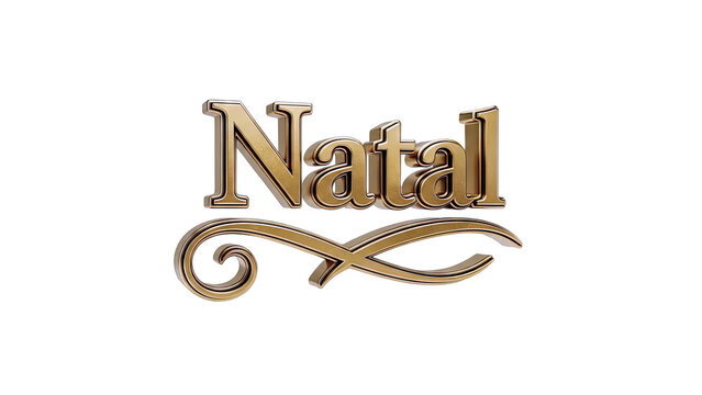 Golden 'Natal' Text with Ornate Swirl