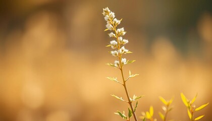 A single stalk of luminous white foliage stands out against a soft background ,  single stalk,  delicate