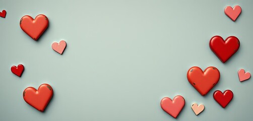 Heart shapes with a retro or vintage aesthetic, incorporating distressed textures, muted color palettes, and classic design elements,  romantic,  graphic