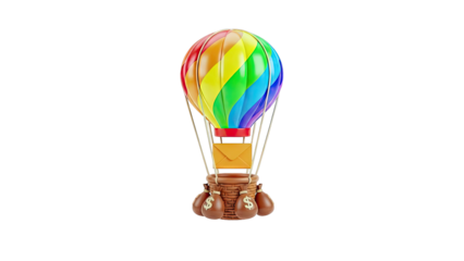 Rainbow Hot Air Balloon with Money Bags and Envelope