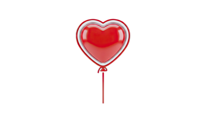 Red Heart Balloon with Silver Outline