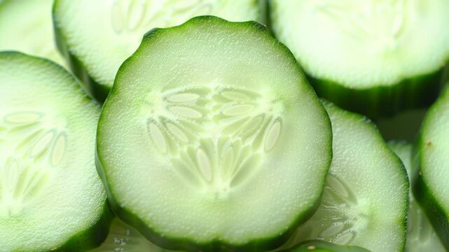 Close-up of Fresh Green Cucumber Slices Background