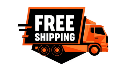 Free Shipping Delivery Truck Icon - Orange Logistics Promotion Graphic