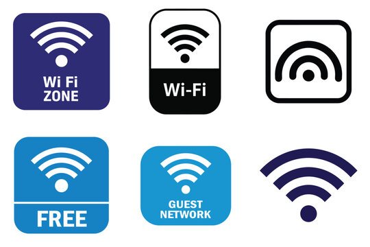 Wi-Fi Icons Set Wireless Network Symbols Free Guest Zone Signage