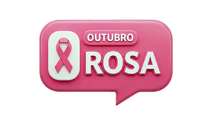 Pink October Breast Cancer Awareness Ribbon and Text
