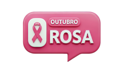Pink October Breast Cancer Awareness Ribbon and Text
