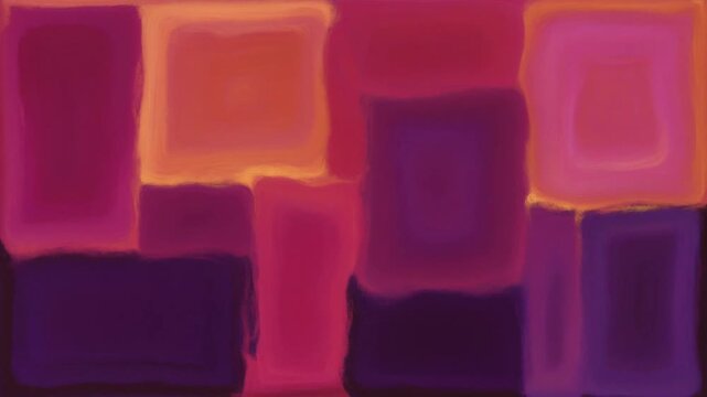 A static shot of a Rothko-esque color field painting, dominated by massive, pulsing blocks