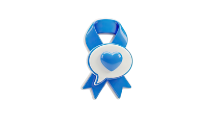 Blue Ribbon with Heart Chat Bubble Icon