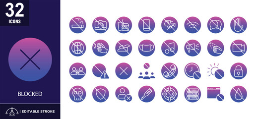 access locked glyph  gradient icon set concept