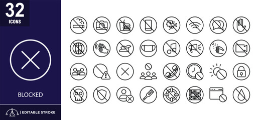 access locked line icon set concept