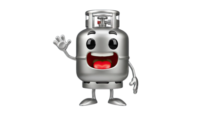 Cartoon Gas Cylinder Waving Hello