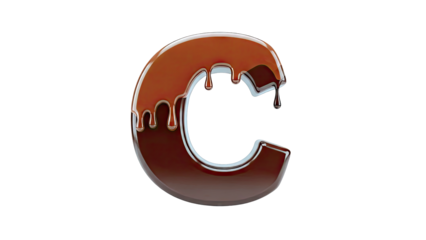 Chocolate letter C with melting drips