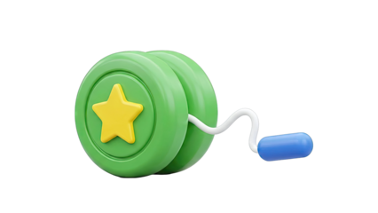 Green Yo-Yo with Yellow Star and Blue Handle