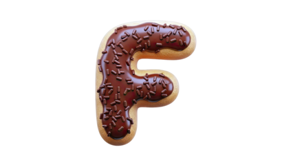 Letter F Donut with Chocolate Glaze and Sprinkles