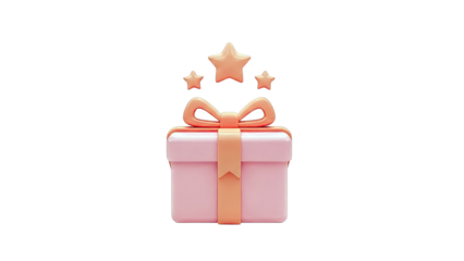 3D Pink Gift Box with Stars