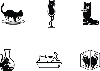 black and white cats in various objects © Saidurra12