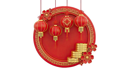 Chinese New Year Decorations: Lanterns, Coins, and Flowers
