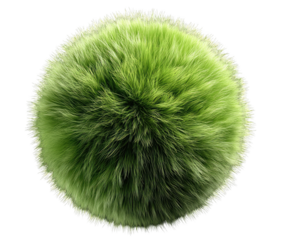 Green, hairy sphere on black background