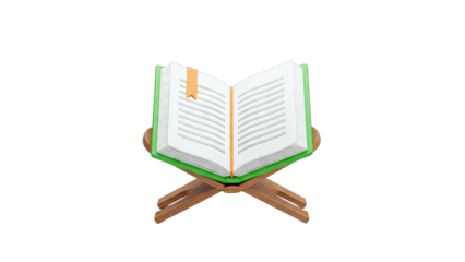 Open Holy Book on Wooden Stand