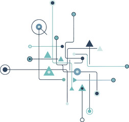 Abstract Geometric Shapes in Modern Minimalist Style with Cool Blue Tones on White Background for Technology Infographic isolated on a transparent background