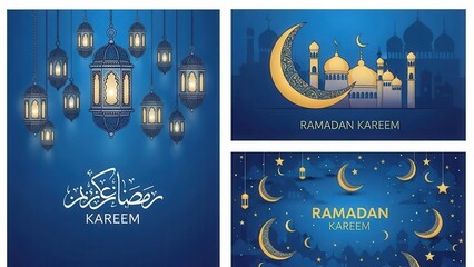 Celebrating the blessed month of ramadan with elegant lanterns and crescents
