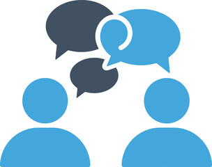 People Communicating in Simple Flat Design with Blue and Dark Gray Colors on White Background for Social Media isolated on a transparent background
