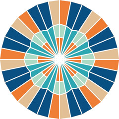 Colorful Radial Pattern in Modern Geometric Design with Vibrant Blue Orange Teal Colors on White Background for Graphic Design isolated on a transparent background