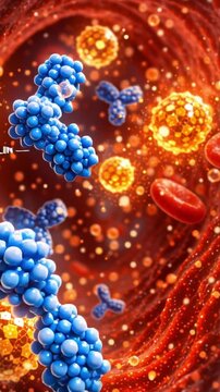 Insulin glucose hormone molecule blood medical health diabetes biology science concept insulin molecule glucose particle antibody blood cell sugar regulation metabolic health microscopic view 3d