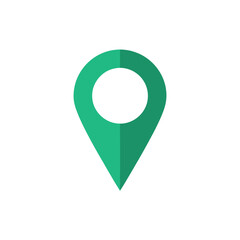 Green map pin icon in modern minimalist design with gradient effect on transparent background for navigation isolated on a transparent background