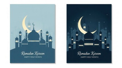 Celebrating ramadan kareem with beautiful mosque silhouettes