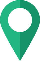 Green map pin icon in modern minimalist design with flat green color on white background for navigation isolated on a transparent background