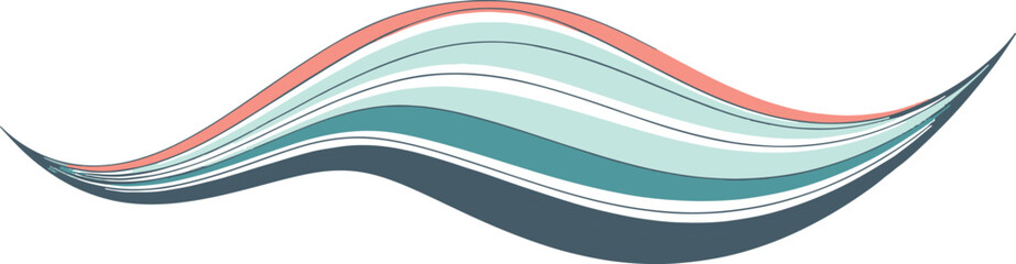 Abstract wavy lines in pastel colors with soft gradient effect for modern branding isolated on a transparent background