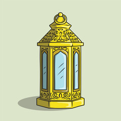 Middle Eastern Decorative Lantern Flat Illustration