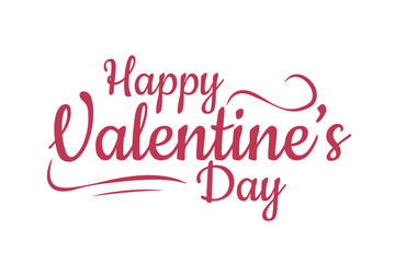 Happy Valentine's Day hand written calligraphy. Elegant lettering, vector text isolated on transparent background. For Valentine's Day cards, headers, tags, overlays, sale banners, party flyers.