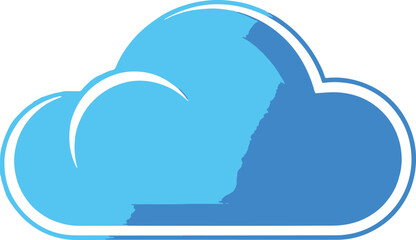Cloud Icon in Simple Flat Design with Blue Gradient and White Background for Web UI isolated on a transparent background