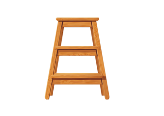 Light wood two-step stool, simple construction on a black background