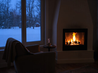 fireplace in the living room
